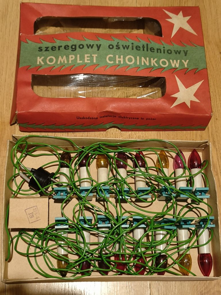 Stare Lampki Choinkowe PRL 1978 Vintage Szeregowy Komplet Choinkowy