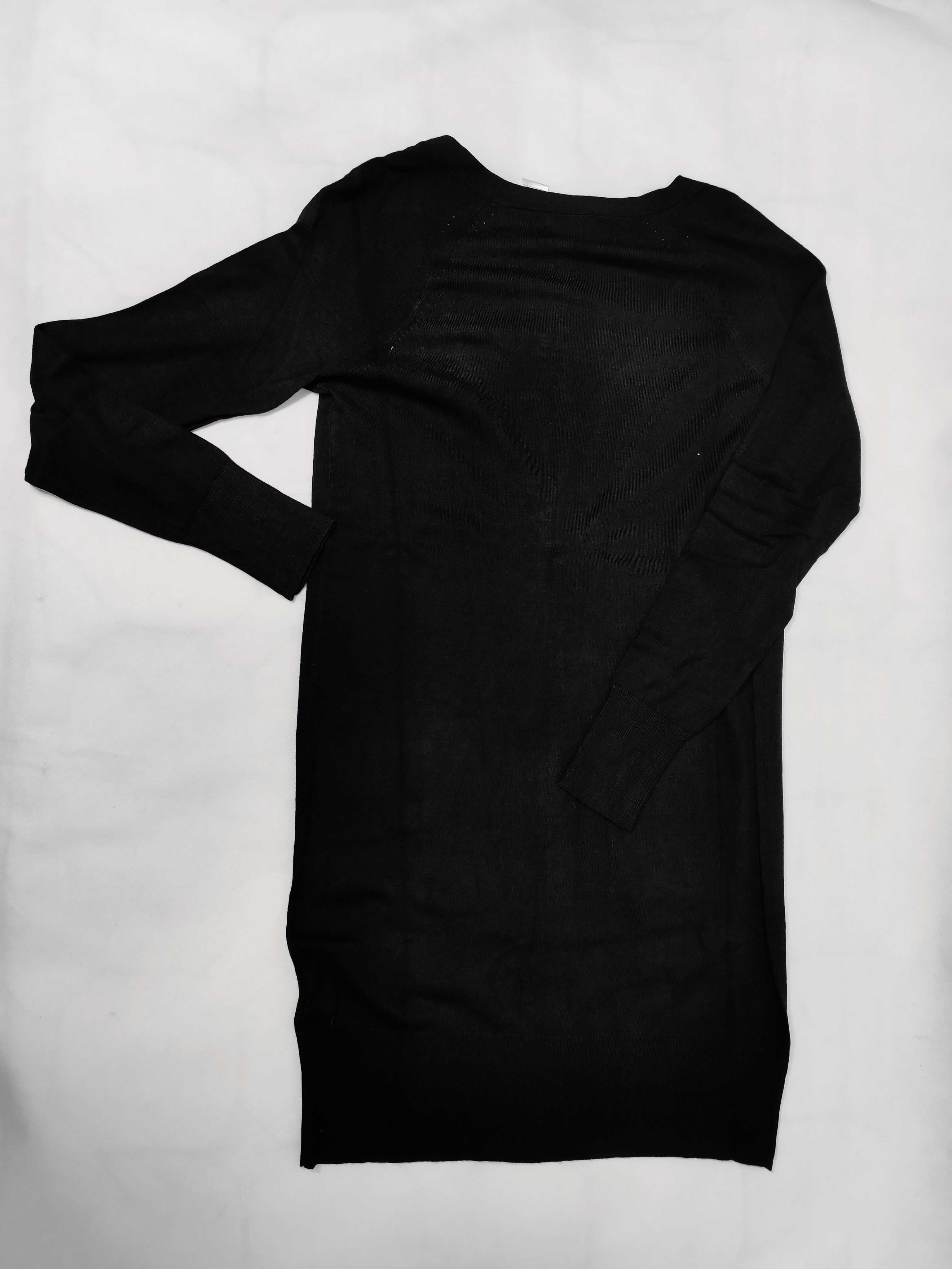 Sweter damski kardigan 32/34 z wiskozy czarny długi SW0091 LA REDOUTE