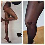 Rajstopy Calzedonia Tezenis s/m czarne w serduszka kryształki 20 den