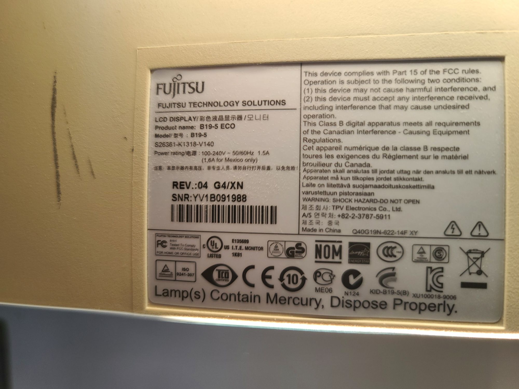 Monitor  19, 19, 19 Cali