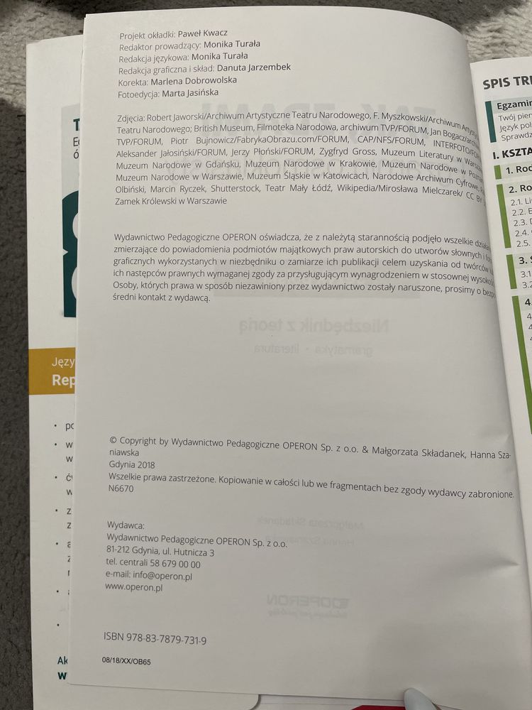 Sprzedam Tak, zdam Egzamin osmoklasisty Język polski wys. Operon