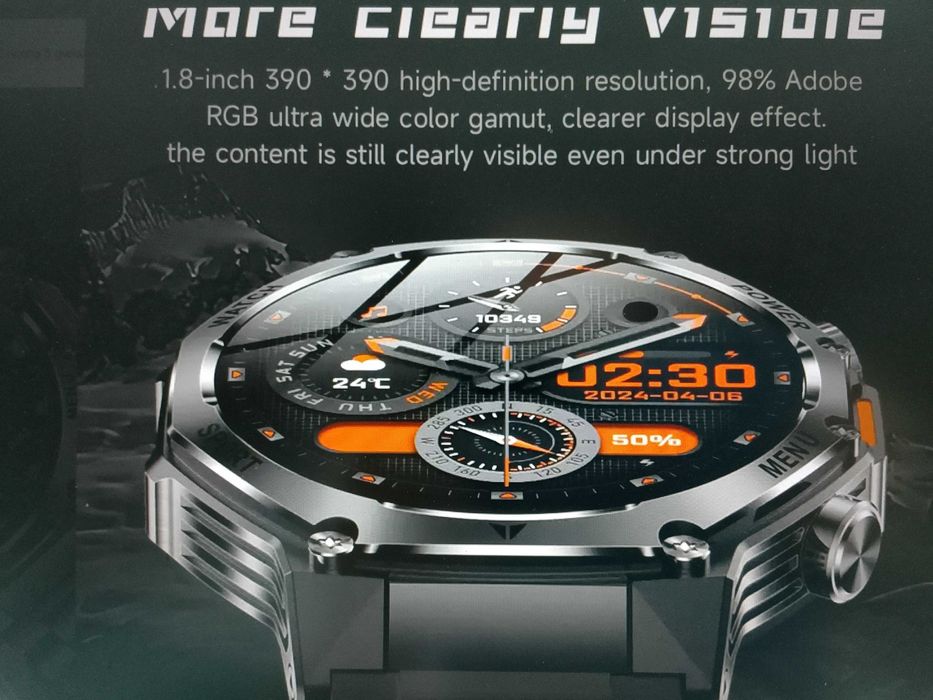 Piękny nowy smartwatch bateria 800 mAh obudowa stop branzoleta srebrny