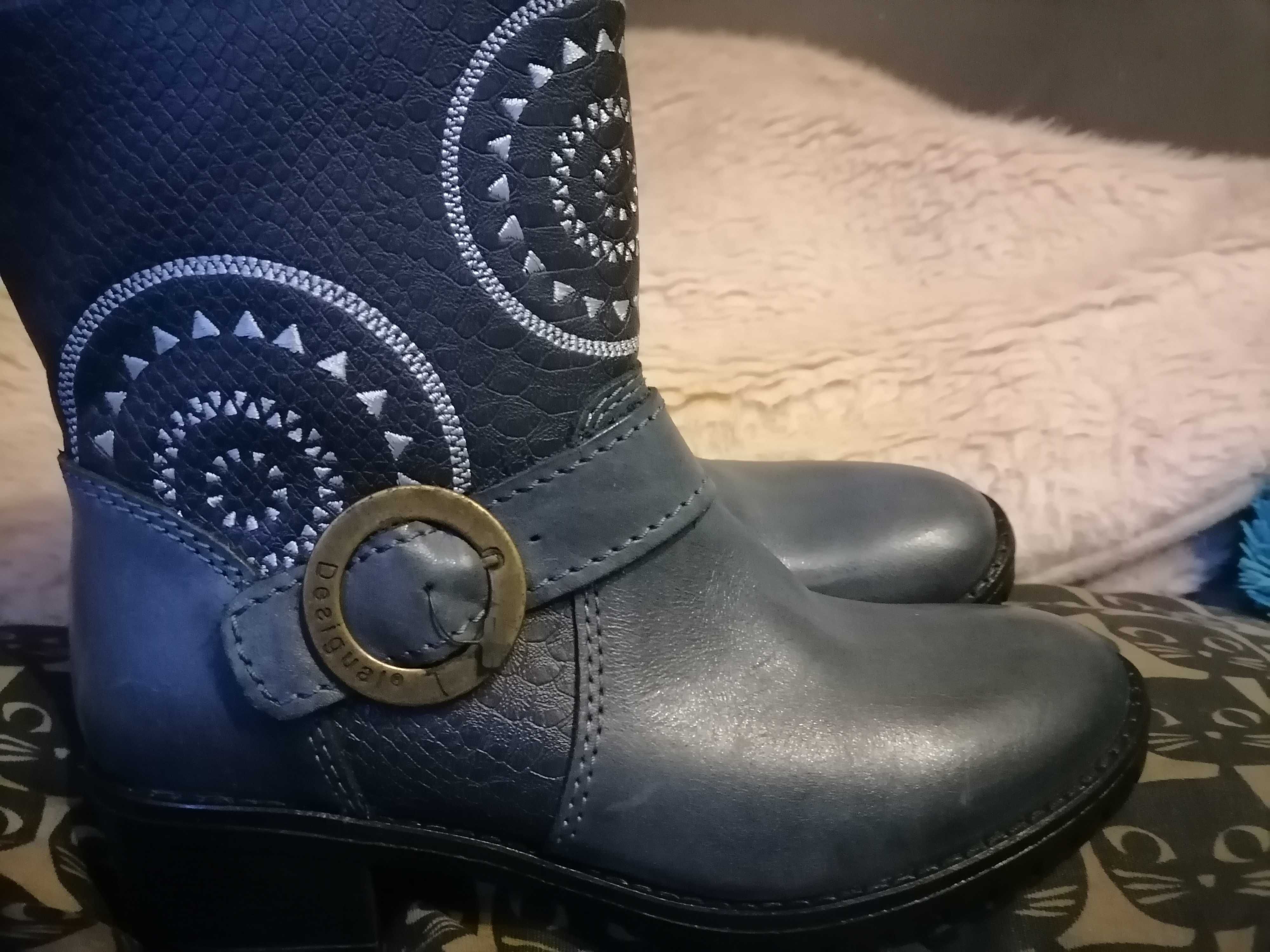 Buty Botki Firmy Desigual Rozmiar 39 Skóra naturalna Nowe