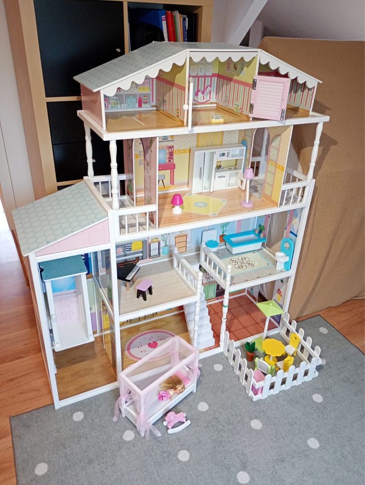 Ogromny domek dla Lalek drewniany + mebelki dla Barbie dla dziewczynek