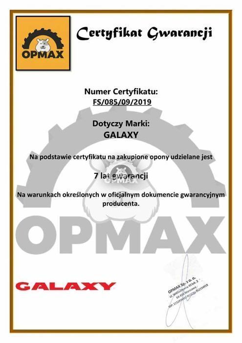 NOWA OPONA 18x9.5-8 6PR TL Mighty Mow GALAXY 7 Lat GW