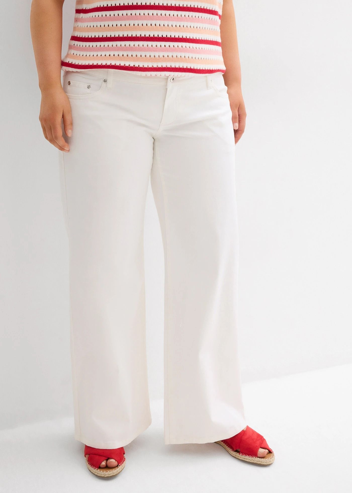 B.P.C jeansy damskie białe wide leg ^48