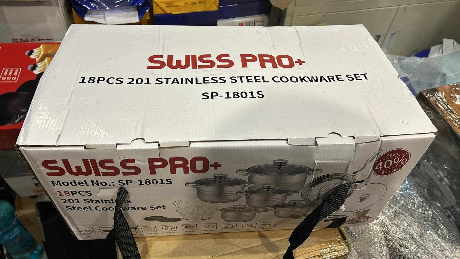Garnki swiss pro+ 18 szt zestaw naczyń kuchennych ze stali nierdzewnej