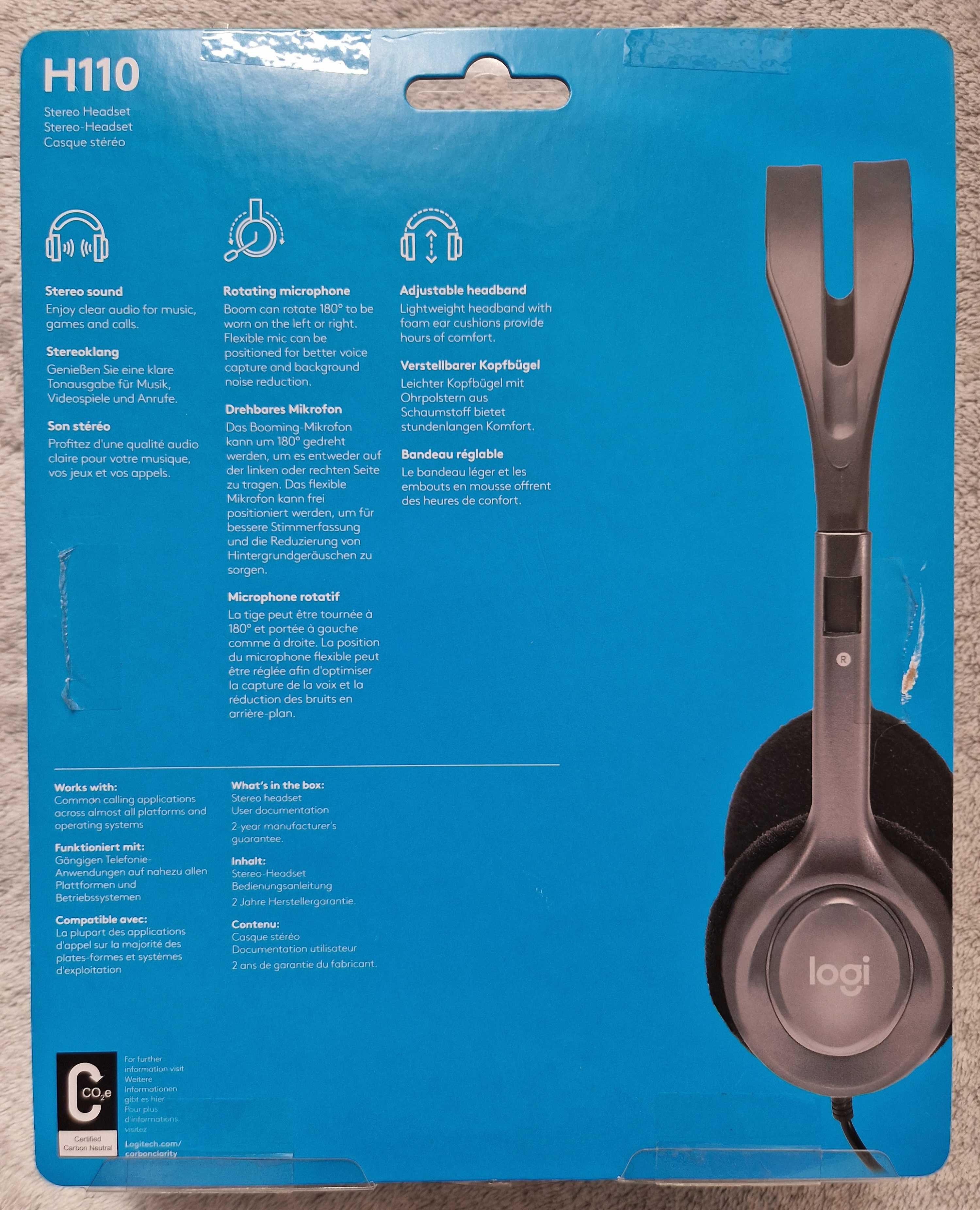 Logitech H110 Headset z mikrofonem