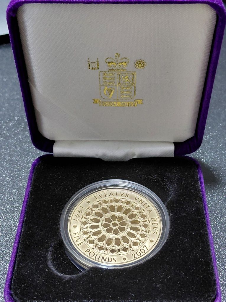 Moeda Ouro 5 Libras Bodas Diamante 2007