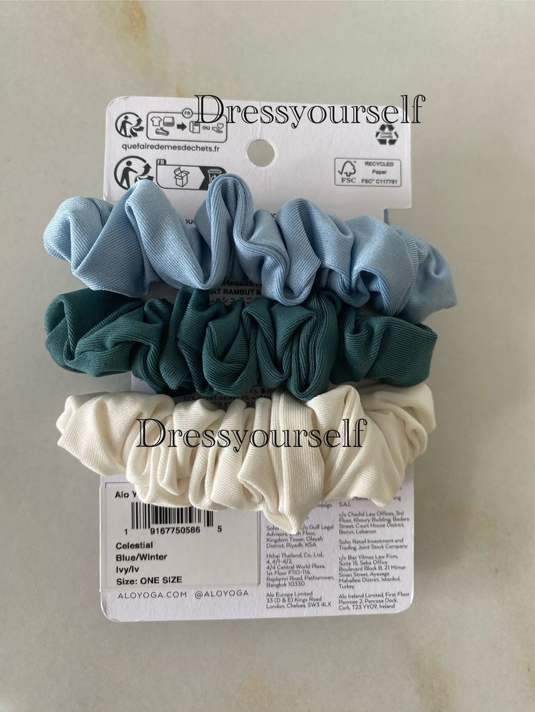 Alo Yoga zestaw gumek do włosów Fresh Mini Scrunchie blekit kremowy