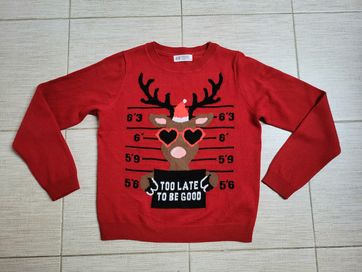 akrylowy świąteczny sweter z reniferem H&M 146-152