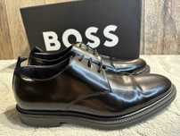 Buty męskie czarne półbuty skórzane Boss Larry Derb buwb 45