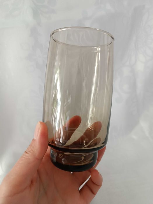 Szklanki PRL vintage dymione -  komplet 4 szt