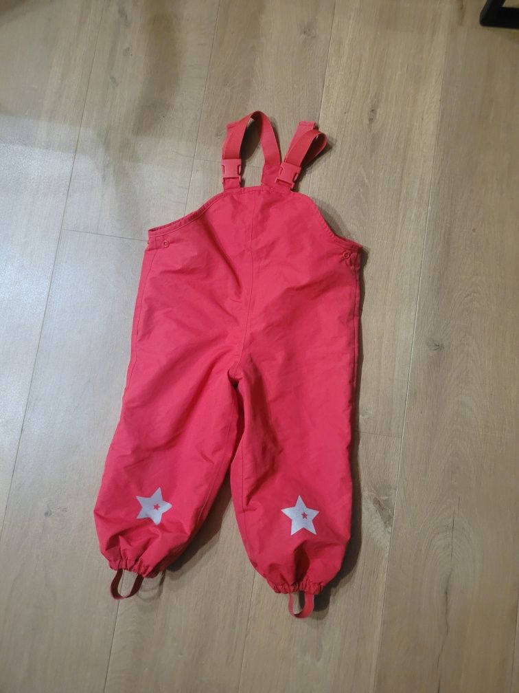 Tchibo różowe spodnie na szelkach wodoodporne na deszcz r. 86 - 92