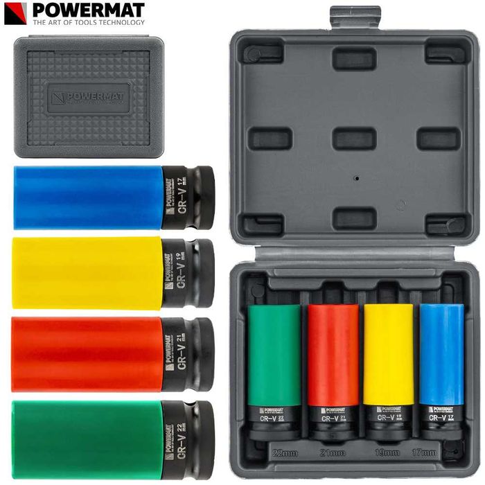 POWERMAT Zestaw Nasadek Udarowych Do Felg 17/19/21/22mm 4szt. PM1379