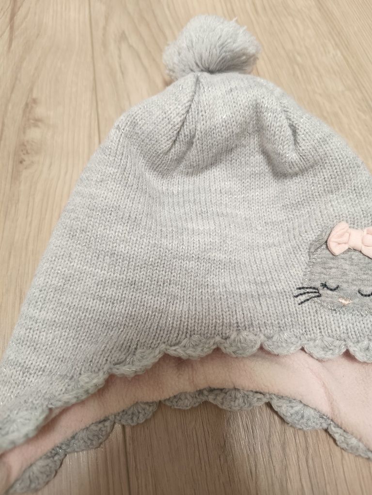 Zimowa czapka h&m 74/80. Szara brokat.
