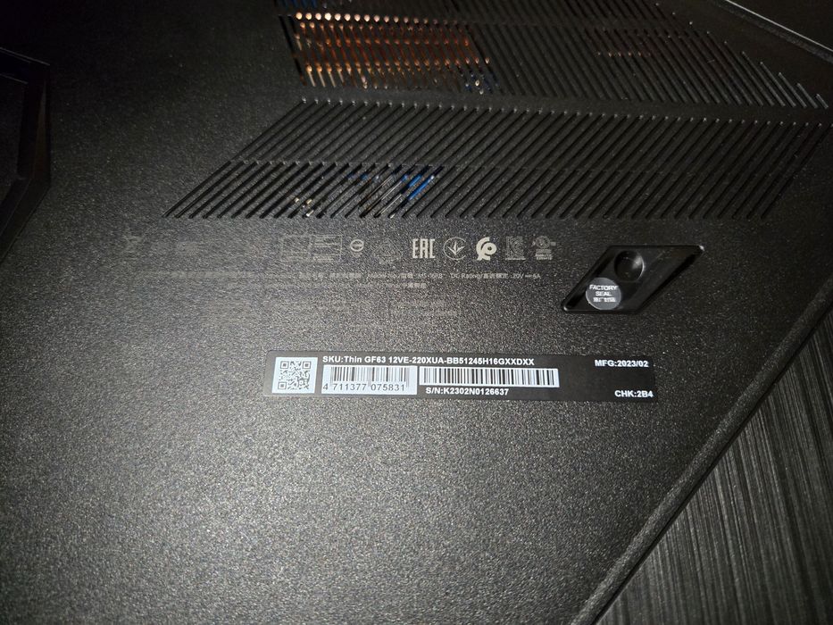 Мощный игровой ноутбук MSI Thin GF63 RTX 4050 16/512gb core i5 12th
