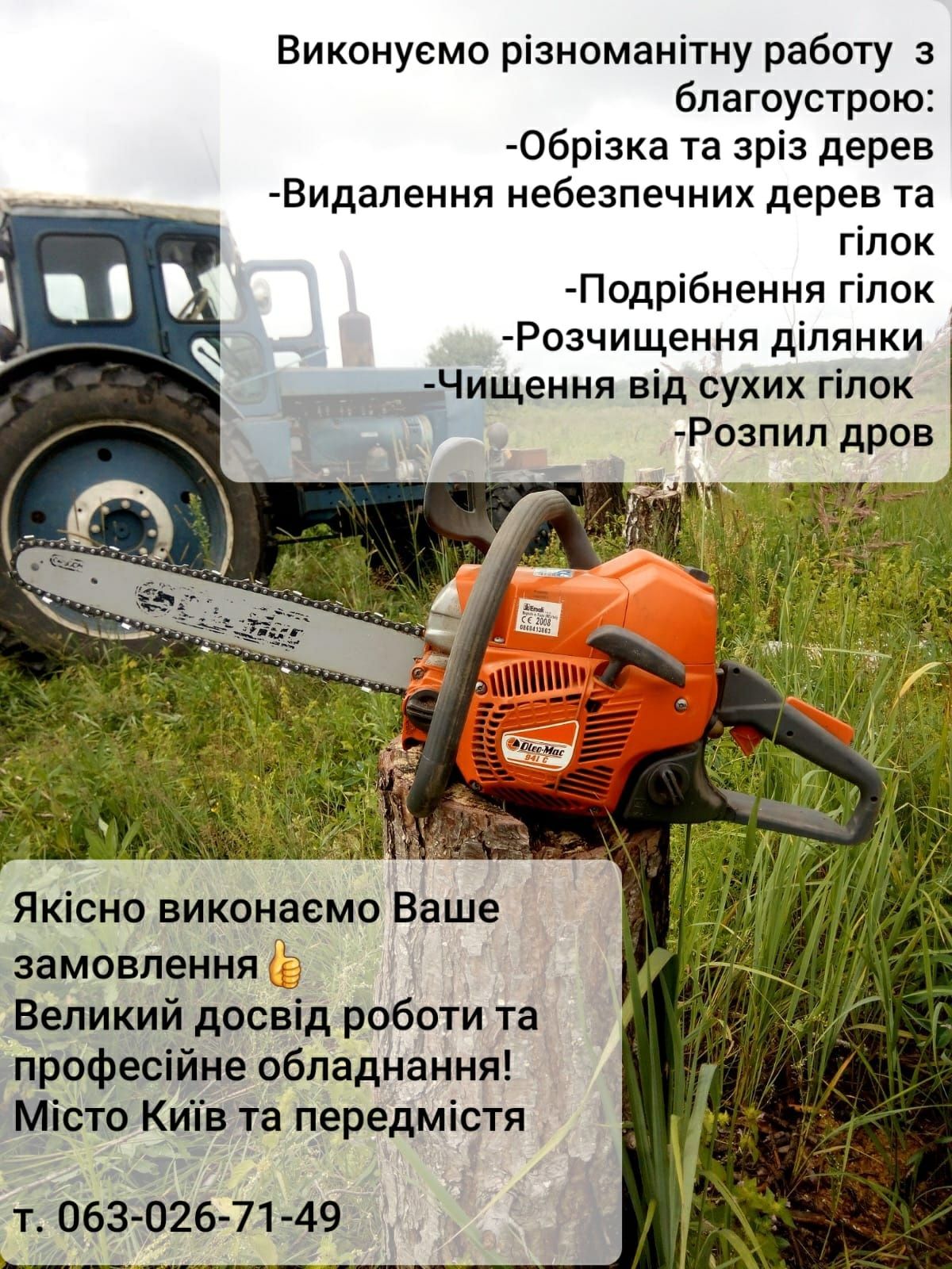 Спил, валка, обрезка деревьев любой сложности, расписка дров и др. раб