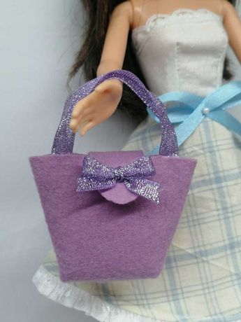 Torebka filcowa dla Barbie otwierana torebeczka LAWENDOWA