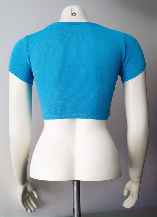 Crop Top em Malha de Linha com Bordados made in Italy