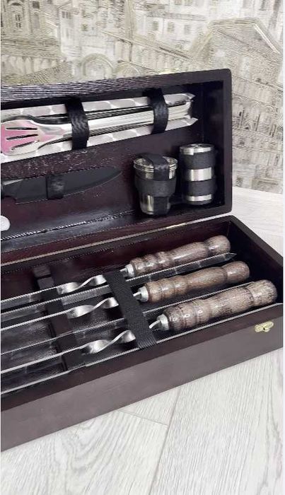 Набір шампурів у деревяному кейсі / для пикника / подарунок чоловіку !