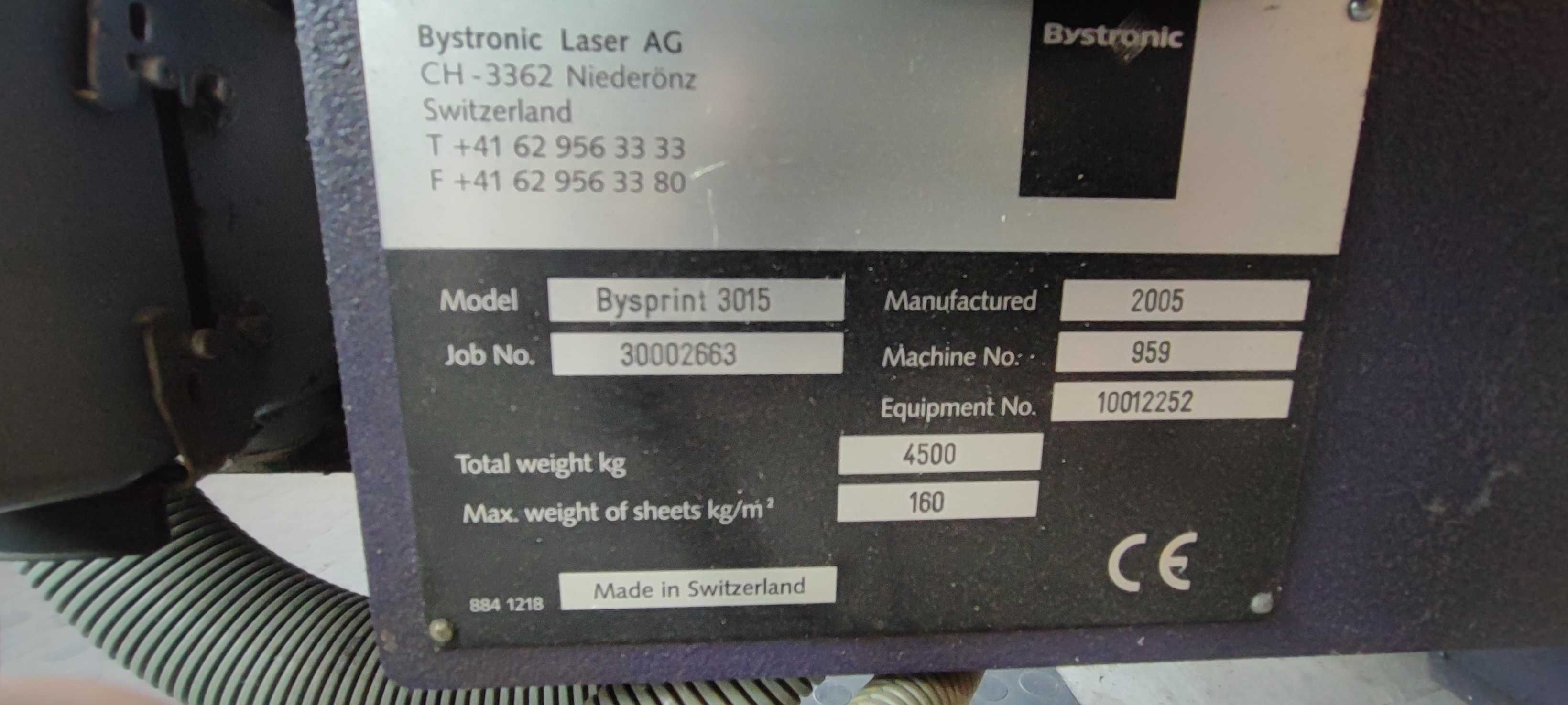 Wycinarka laserowa Laser CO2 Bystronic BYSPRINT 3015 2,2 Kw