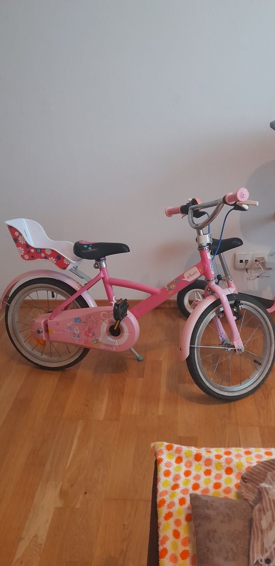 Rower dla dziewczynki różowy dziecięcy koła 16" B'twin Princessa