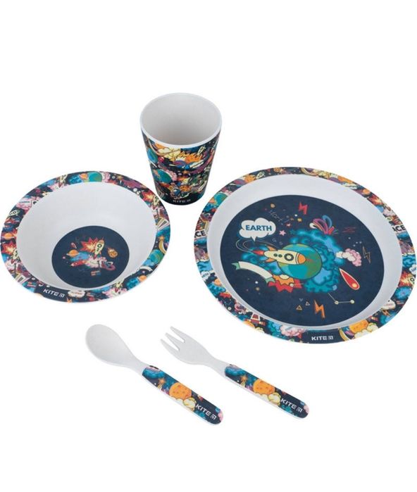 Дитячий набір посуду з бамбука Kite, 5 предметів, ланчбокс дитячий