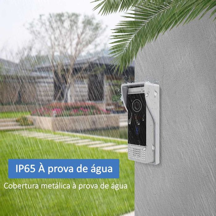 Vídeo Porteiro Tuya * S/ Fios * WiFi * Ecrã Tátil Cores * 2 Campainhas