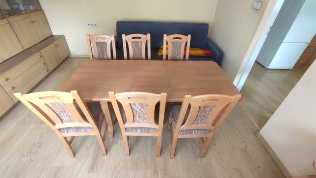 Stół kuchenny rozkładany, do jadalni plus 6 krzeseł