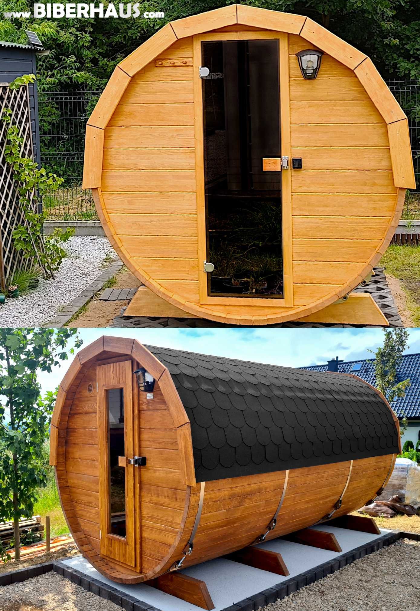 SAUNA Ogrodowa 400 cm + PRZEBIERALNIA + GRATIS Beczka 500L + Akcesoria