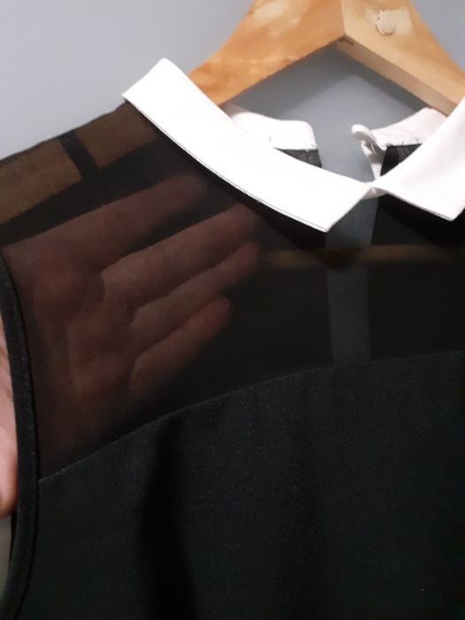 Czarna sukienka Dorothy Perkins biały kołnierzyk 36 S