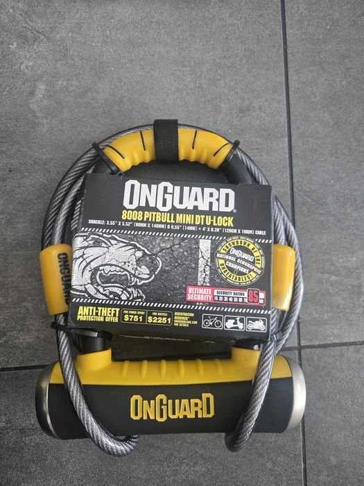 Zapięcie U-lock ONGUARD Pitbull Mini DT 8008 z linką, nowe