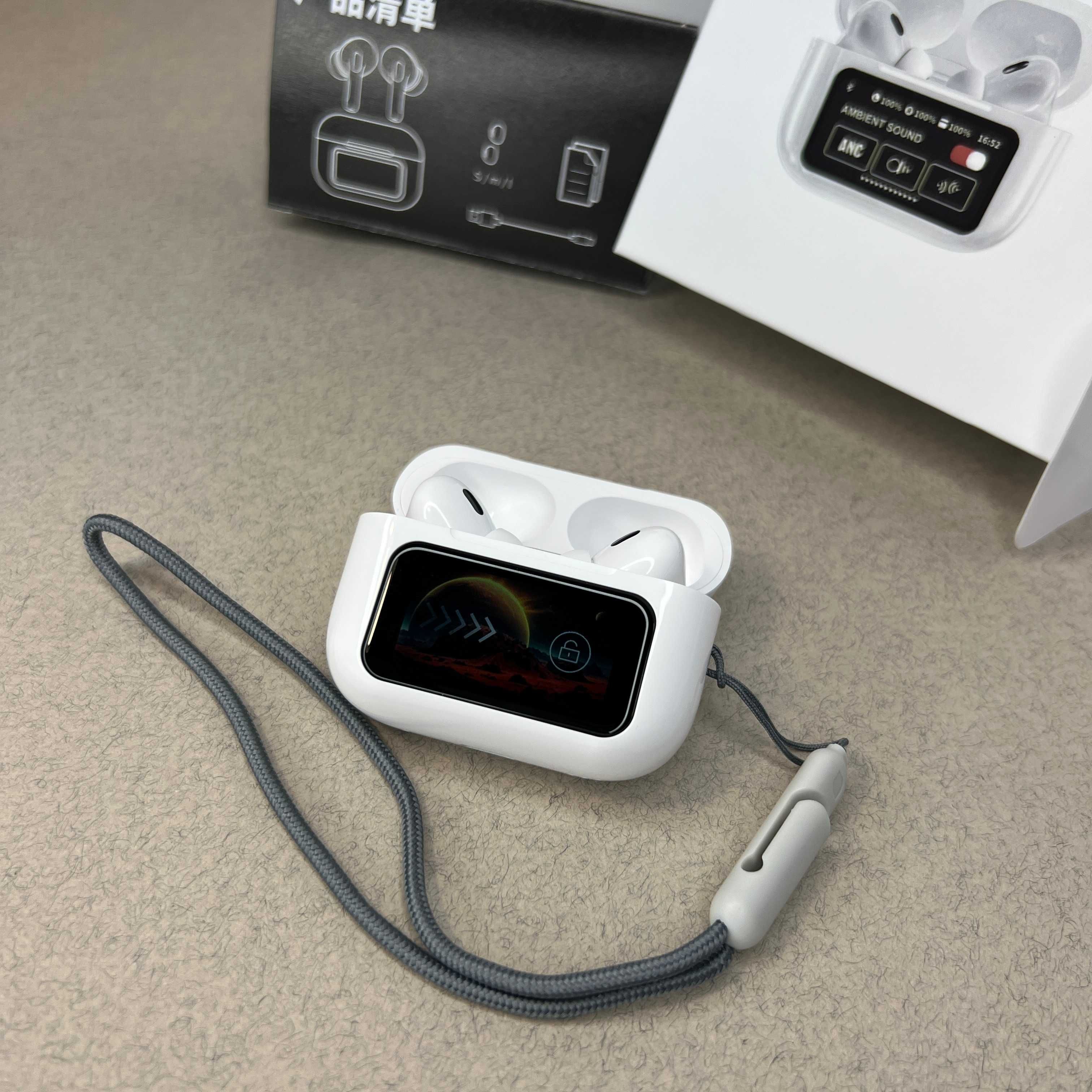 Наушники з екраном на кейсі AirPods Pro 2 ANC Lux З Шумопоглинанням