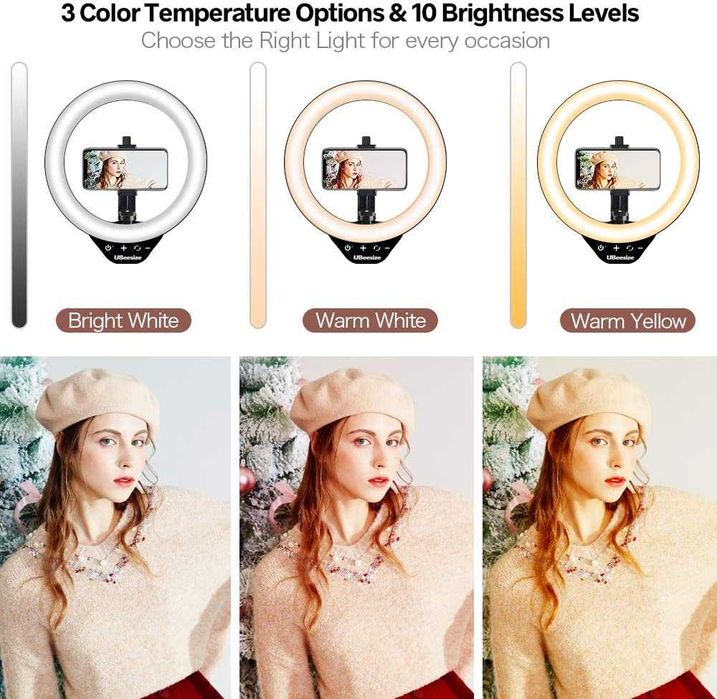 Ring LED statyw 10' 3 barwy uchwyt telefon pilot lampa pierścieniowa