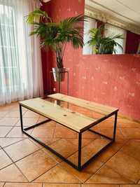Stól stolik kawowy ława natualne drewno loft metalowy industalne