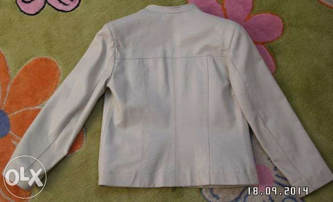 Kurtka skórzana prosto z Grecji r L beżowa