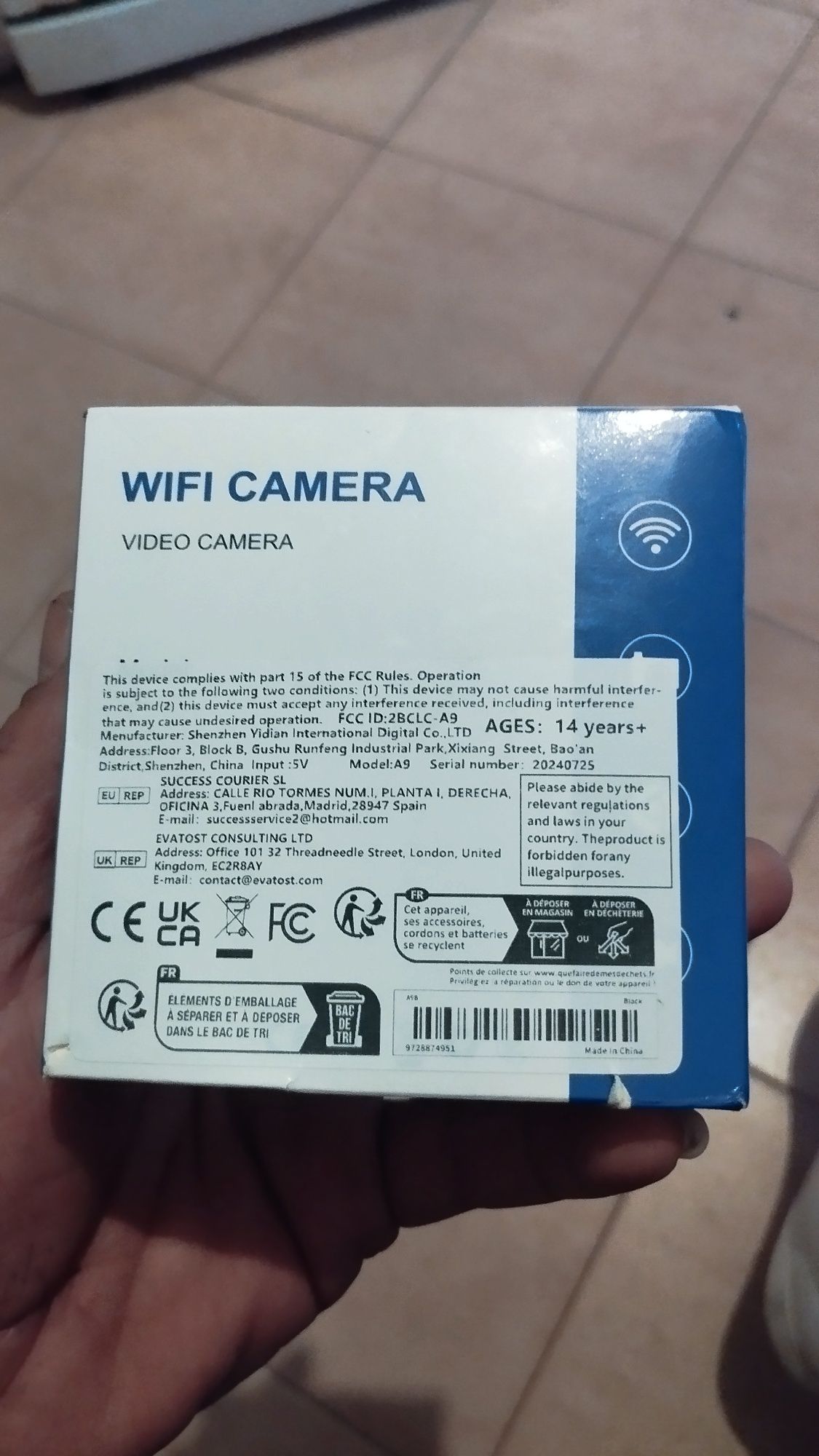 WiFi câmera, vigilância,com gravação video e áudio