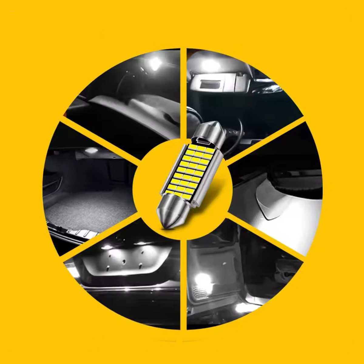 Conjunto lâmpadas CANBUS LED C5W C10W 6000K 12V
