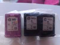 3 puste wkłady do drukarki: HP 305XL czarny 2 szt, HP 305 kolorowy
