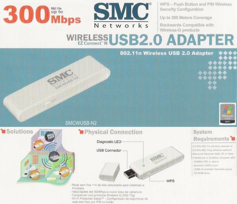 SMC Adaptador USB Wireless-N EZ Connect