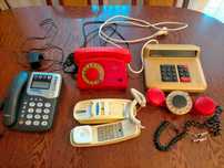 Telefony stacjonarne z PRL-u, Vintage + kalkulator elektryczny z PRL-u