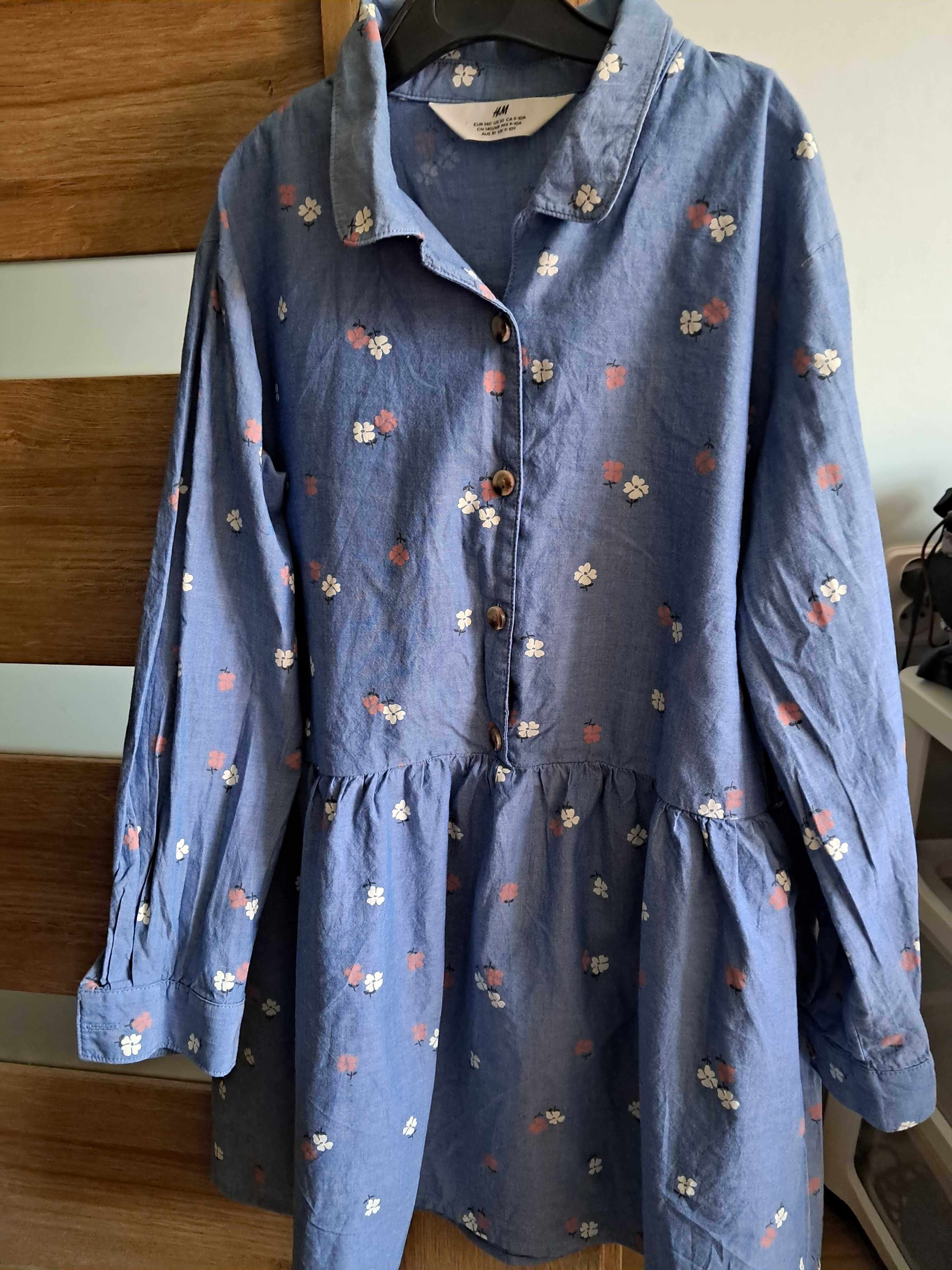 Bawełniana sukienka a'la jeans r.140 H&M