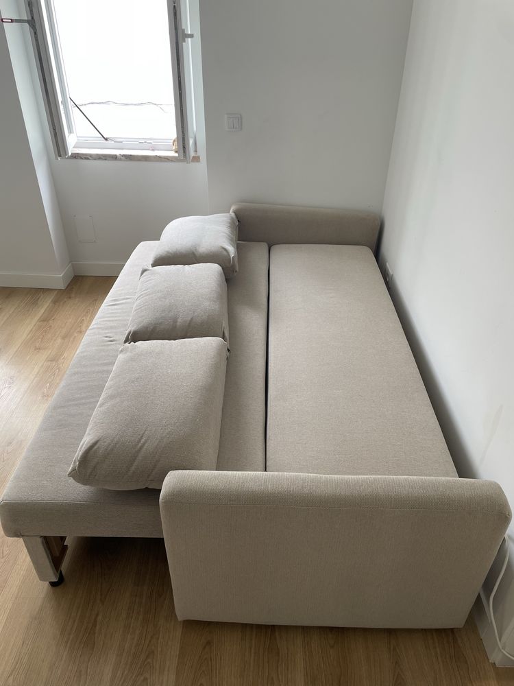 Sofá-cama - cor cinzento claro