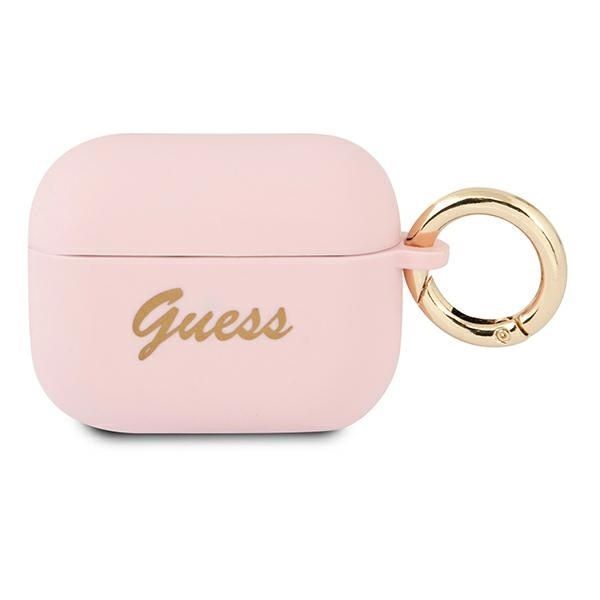 Guess Guapsssi Airpods Pro Cover Różowy/Pink Silicone Vintage Script