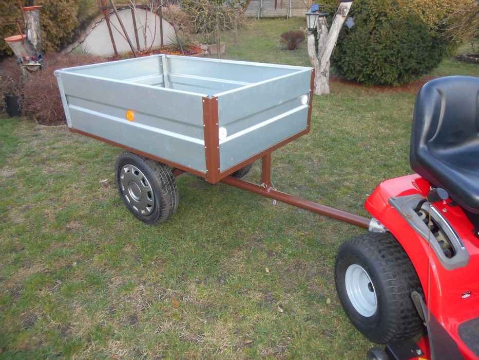 Przyczepka do Traktorka-Kosiarki, QUADA - MOCNA z wywrotem