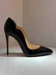 Черные туфли-лодочки Louboutin Hot Chick Лабутены 12 см чорні туфлі