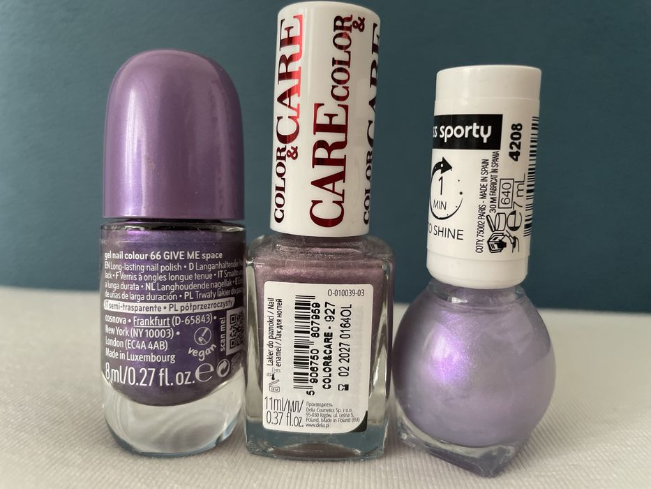 Zestaw 3 lakierow fioletowych za 8 zl! Essence, Delia, Miss Sporty