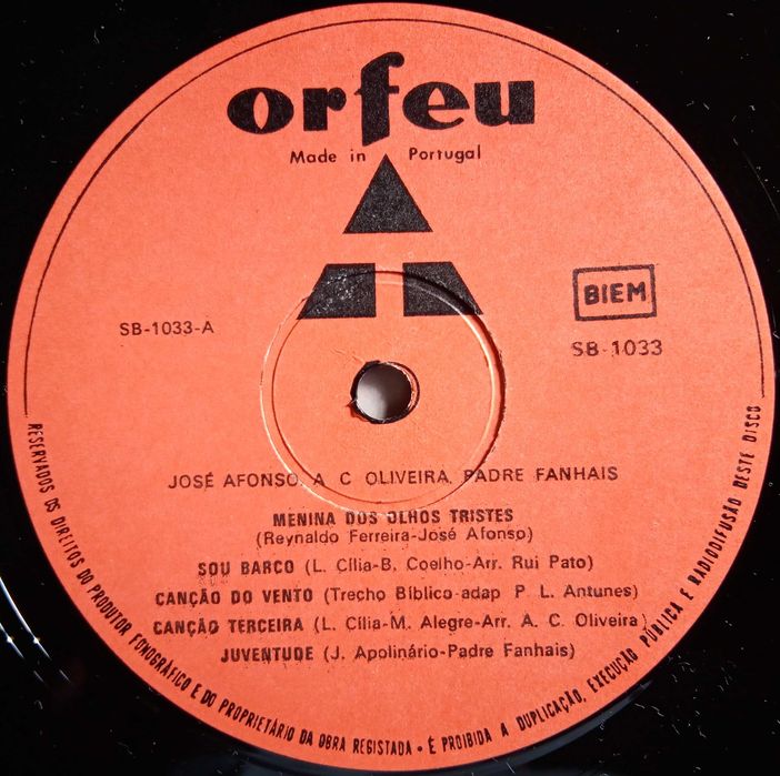 José Afonso / Adriano Correia de Oliveira / Padre Fanhais				- -  -	LP