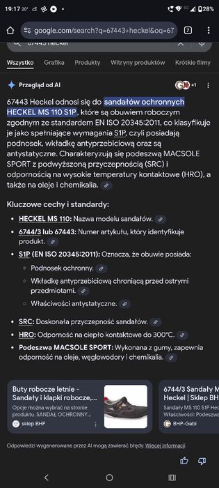 Obuwie ochronne Heckel rozm. 46 - Sandały MS 110 S1P Heckel 6744/3